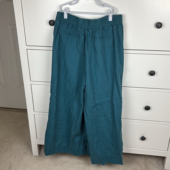 Athleta Playa Linen Wide Crop Teal Pants - Size 10 - Picture 8 of 10
